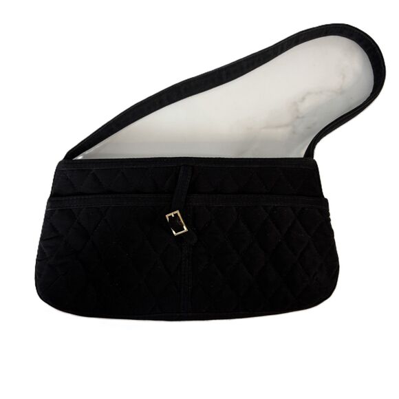 Vera Bradley Quilted Black Mini Handbag Purse Shoulder Bag Baguette Y2K Style - Picture 1 of 5